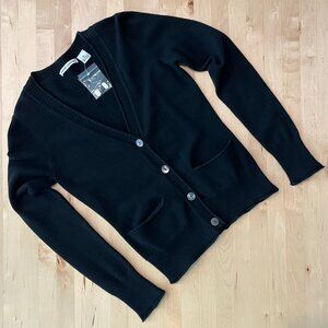 NWT $240 Autumn Cashmere Tailored V-Neck Boyfriend Cardigan S (may fit XS) Black